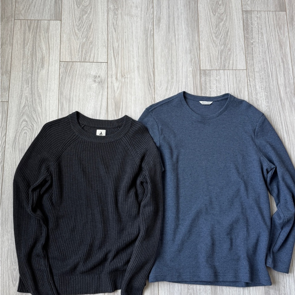 Men’s Long Sleeve Sweater Bundle | Dark Grey & Blue | L & M |